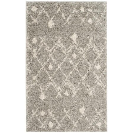 Safavieh Berber Shag Accent Area Rug, Light Grey and Cream - 3 x 5 ft. BER164B-3
